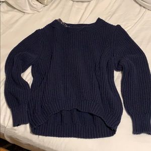 Cozy oversized navy knit sweater